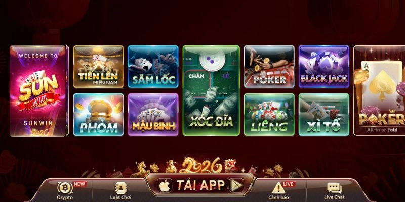 Cấu trúc và danh mục game bài Sunwin